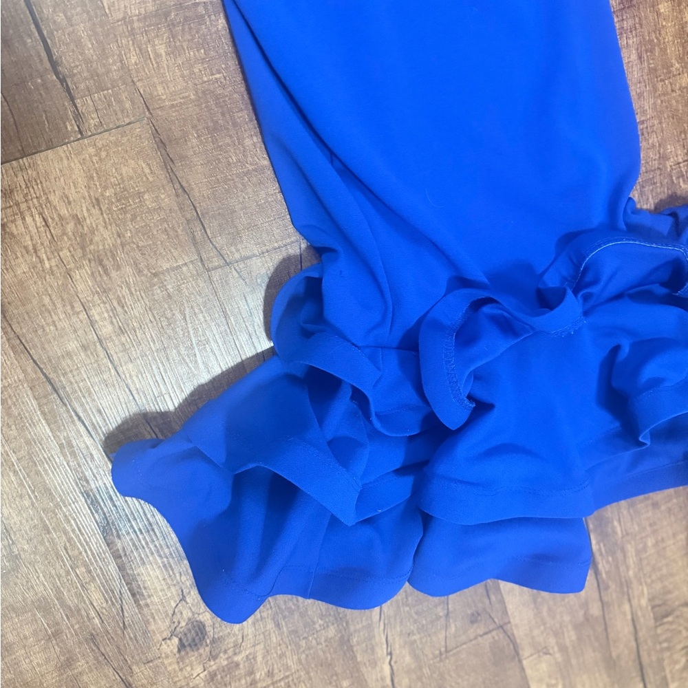 BEBE Royal Blue Ruffle Hem Midi Dress | Size Small - Picture 4 of 6